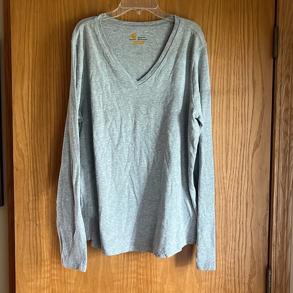 Carhartt relaxed for v neck long sleeve light gray